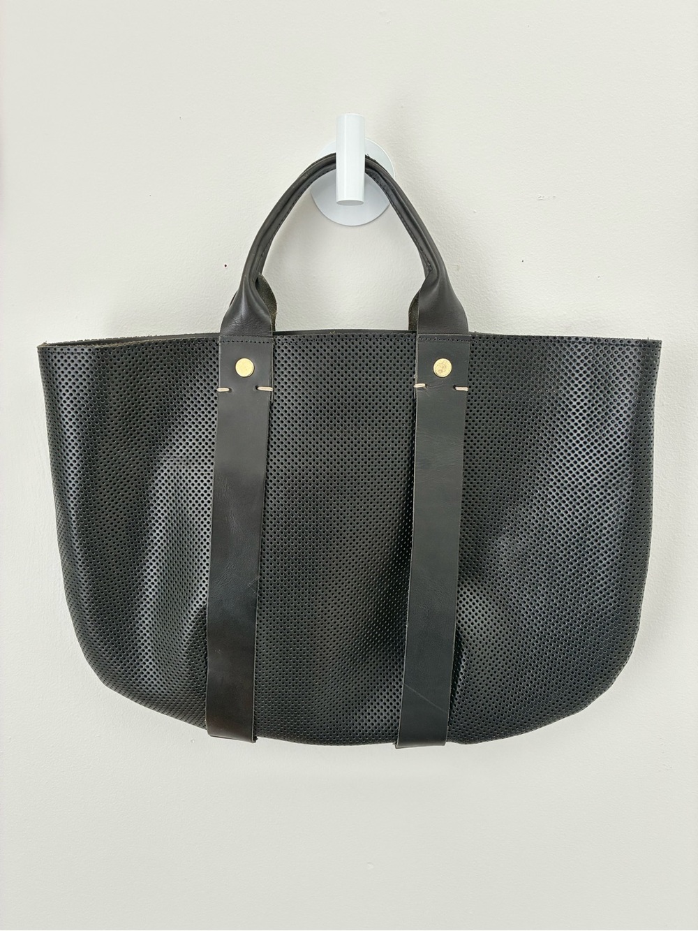 Clare V. La Tropezienne Tote in Vlack Perforated Leather